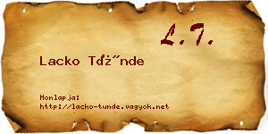 Lacko Tünde névjegykártya